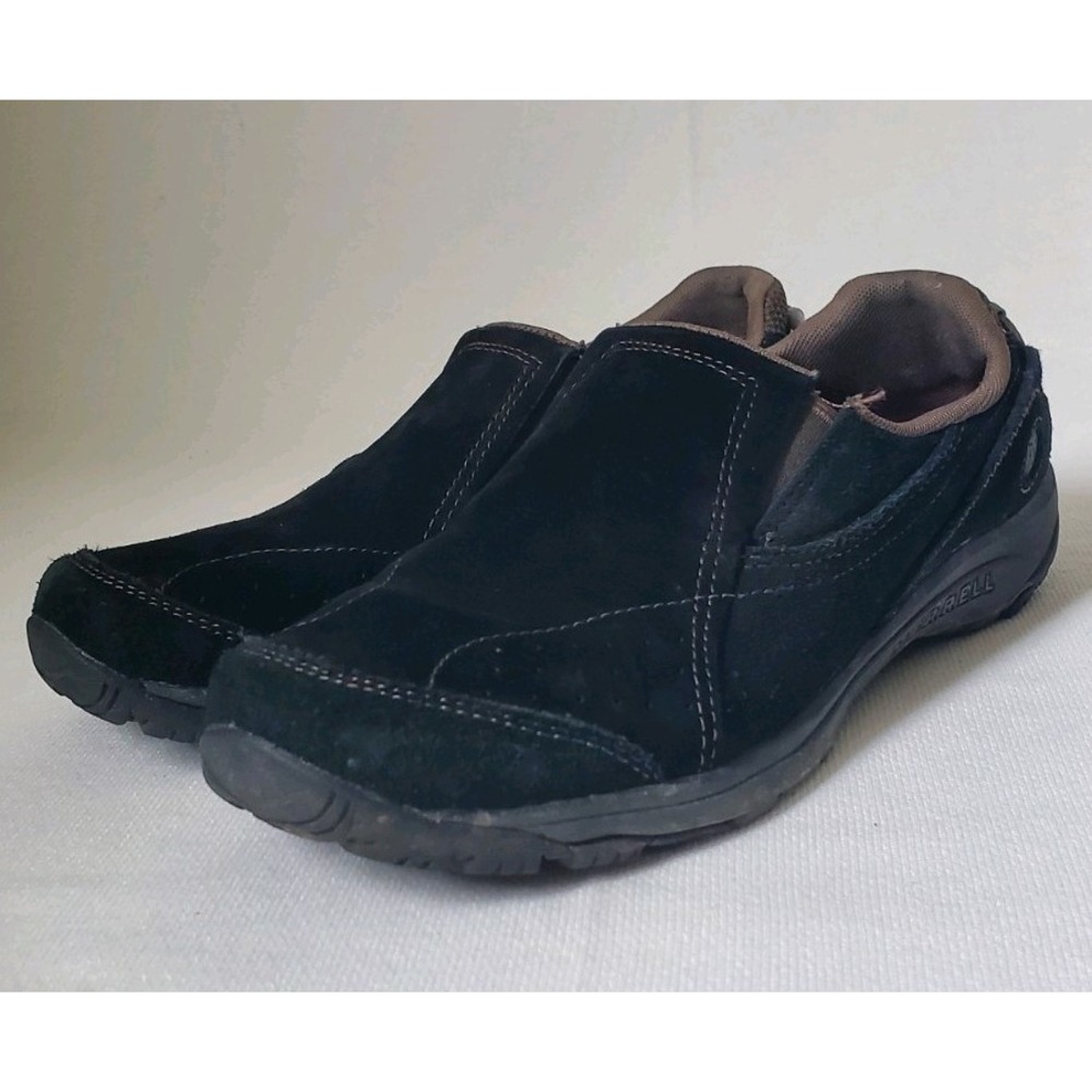 Merrell Femmes Womens Black Suede Slip On Loafer Shoes Sz 9 Gorpcore